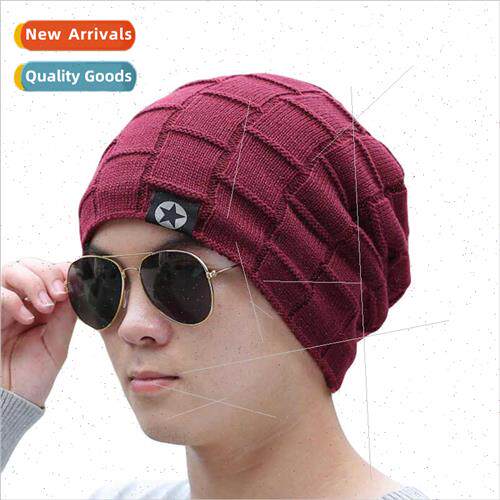 Winter warm men knted cap small pentagram outdoor sports dus