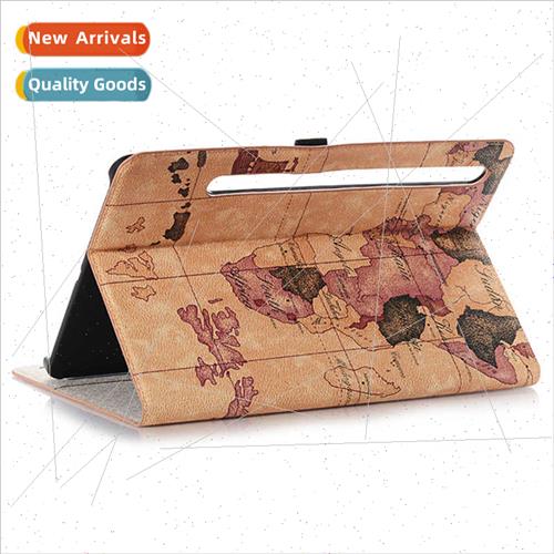 适用Samsung S9FE Tablet Case X510/X516 Map Pattern Bi-Fold P
