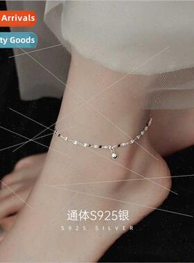 S925 silver trans beads anklet simple 2022 new wave round be