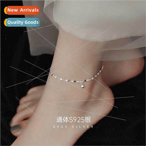 S925 silver trans beads anklet simple 2022 new wave round be
