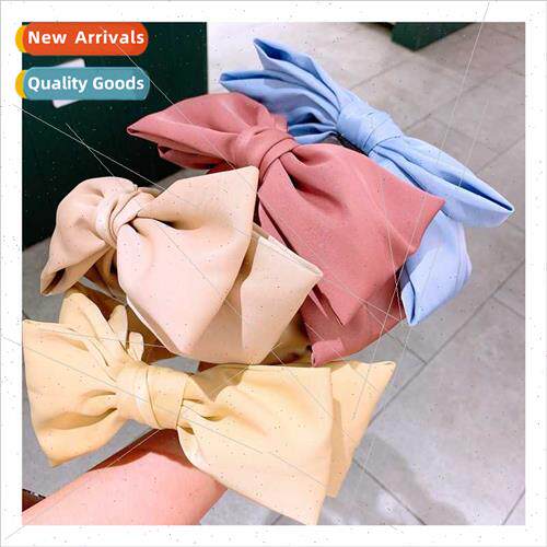 Vintage silk wide edge double layer big bow hair band varieg