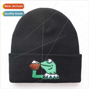 cartoon embroide fall Kerm frog cap hop hip winter women Men