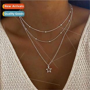 pentagram hollow pendant necklace creative Europe female new