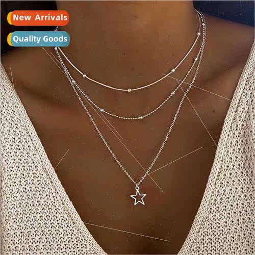 Europe new hollow pentagram pendant necklace female creative