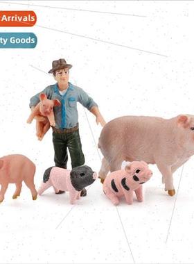 Static farm poultry animal model large sow holding piglets w