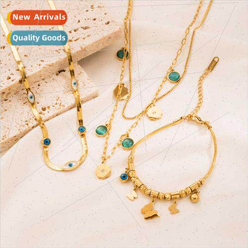 Europe Stainless Steel Necklace Bracelet Women Double Layere