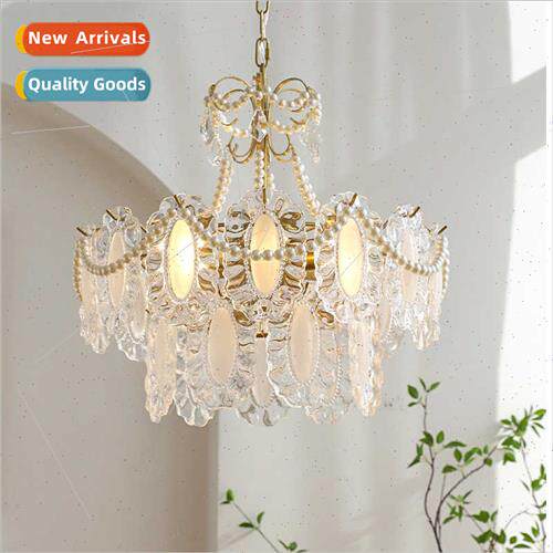 French light luxury glass pearl chandelier American retro ro