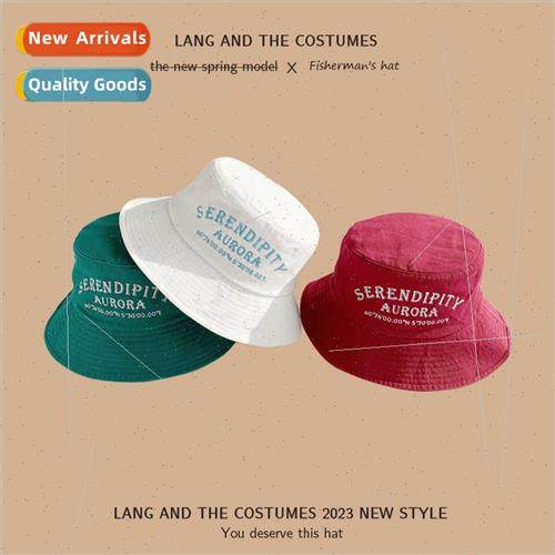 Letter embroidery washed cotton fisherman hat female outdoor