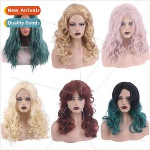 Mixed Women COS Fluffy Color Curly Short Medium Europe Wig