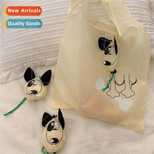 Ins wind simple cartoon puppy foldable shopping bag carry-on