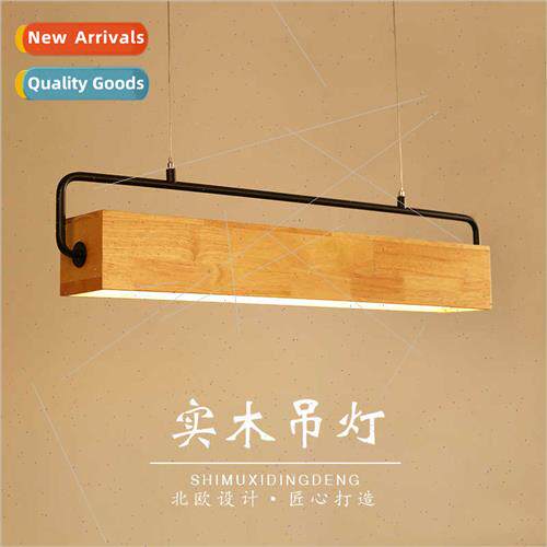 Scandinavian simple log led chandelier restaurant solid wood