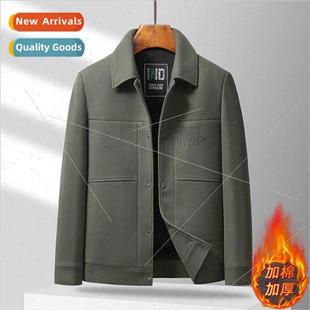 2023 fall thickened jacket lapel cotton men new Tweed winter