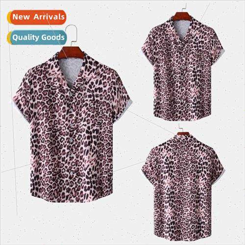 2022 summer new men leopard print short-sleeved shirt Hawaii
