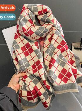 2023 Korea new fall winter fashion plaid double-sided imatio