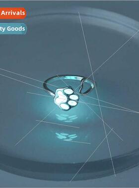 Europe hjewelry creative glow-in-the-dark cat claw ring simp