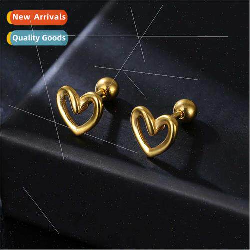 Europe simple stainless steel piercing earrings love shape e