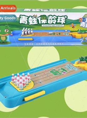 Cartoon mini frog bowling set children catapult desktop game