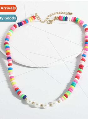 Fashion Soft Ceramic Faux Pearl Necklace Women Europe Bohemi