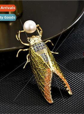 One H Wonder Summer Gold Cicada Brooch High-grade Coat Acces