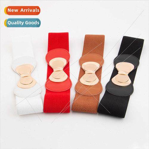 Large bow buckle elastic wide belt decorative down jacket el