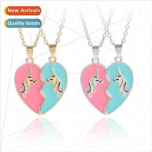 unicorn love necklace two friends splicing good girlfr color