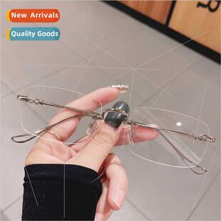 Wang Yibo super vegan rimless frame myopia glasses male tide