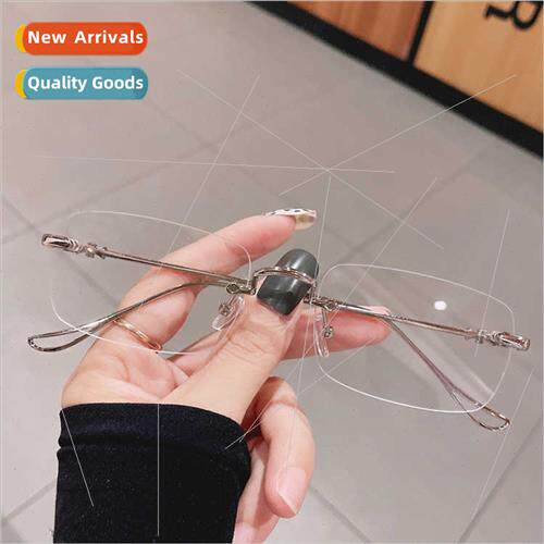 Wang Yibo super vegan rimless frame myopia glasses male tide