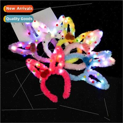 New light-emting lengthened 14 lights plush rabb ears flash