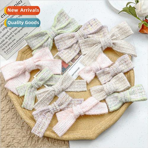 Winter sweet sister candy-coloured wool bow hair clips femal