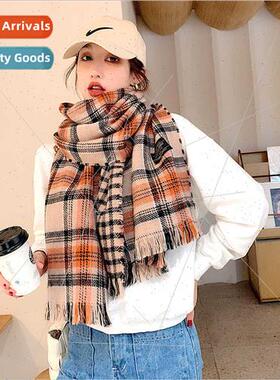 2023 fall winter new Korean  Brish plaid scarf female imatio