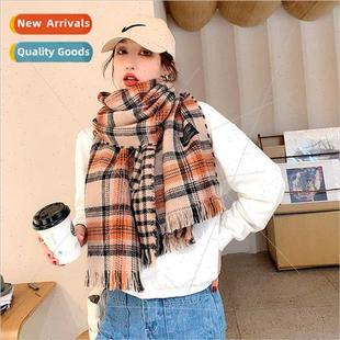 new Korean female fall imatio scarf winter plaid 2023 Brish