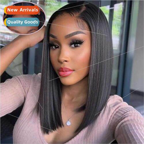 Wigs Europe Women Front Lace Wigs Black Short High-temperatu