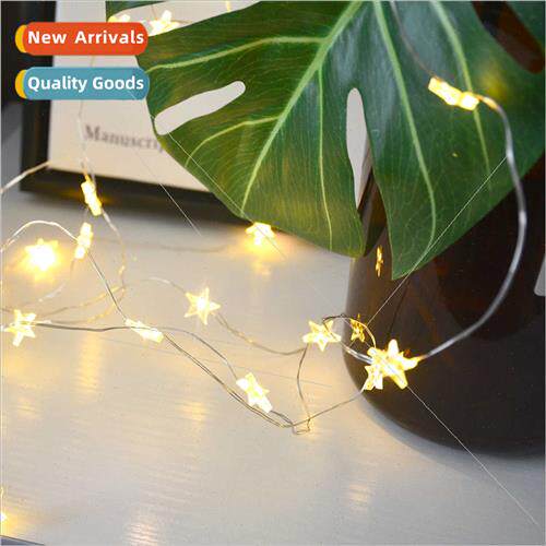 led full star battery copper wire lights pentagram ins color