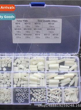 260Pcs Set M3 Nylon Black M-F Hex Screw Nut Stand-off Set