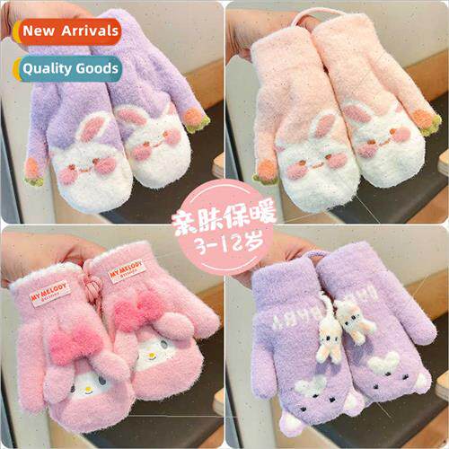 2023 fall winter new children cute hanging neck gloves carto