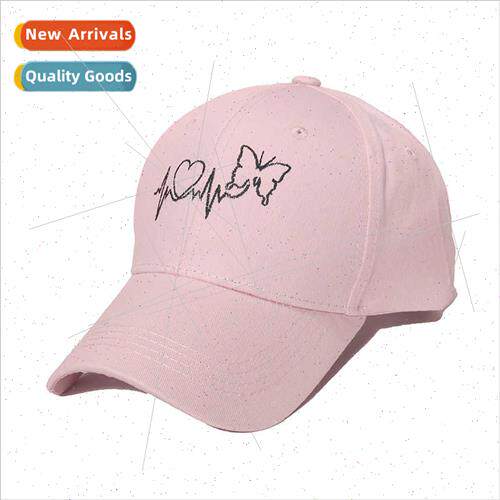 Hat Women Pink Embroidery Hard Top Duck Tongue Cap Student S