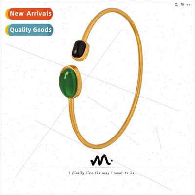 New palace retro tanium steel gold-plated bracelet green bla