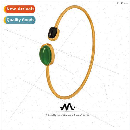 New palace retro tanium steel gold-plated bracelet green bla