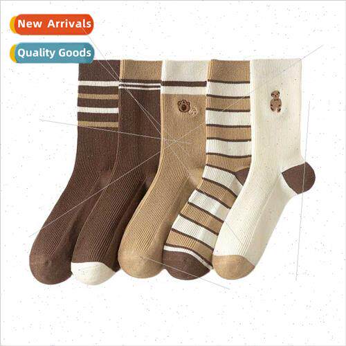 Japanese mid-calf socks female striped tide socks color bloc