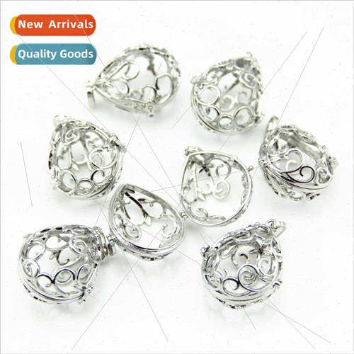 Openable Hollowed Out Water Drop Teardrop Photo Box Pendant