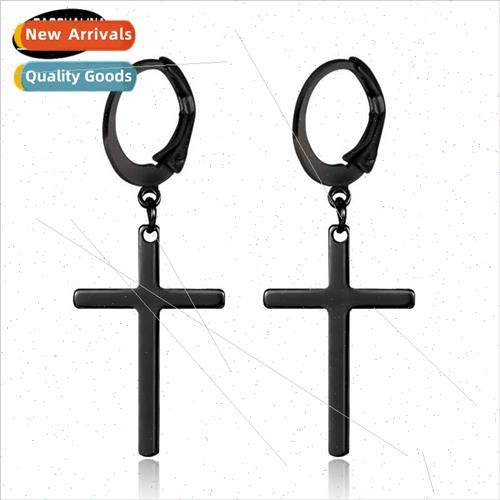 black silver earrings Tanium steel chain earrings Stainless