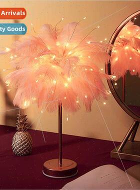 LED feather small table maiden room decorative lights bedroo