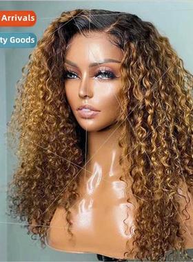 Europe Front Lace Wigs Brown African Small Curly Hair High-t