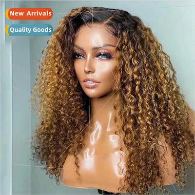 Europe Front Lace Wigs Brown African Small Curly Hair High-t