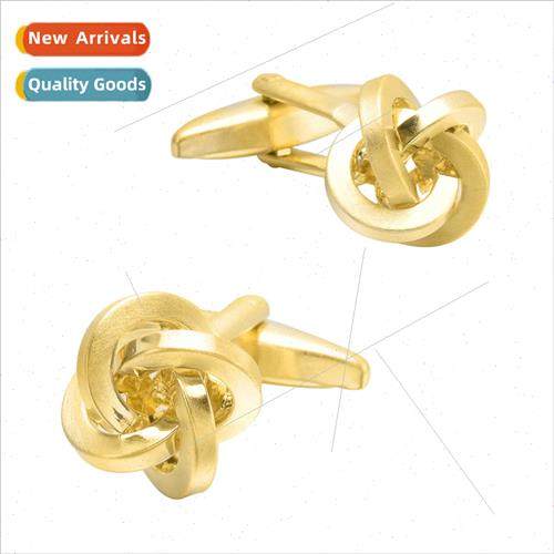 Brass plated real gold men women twist French cufflinks shir