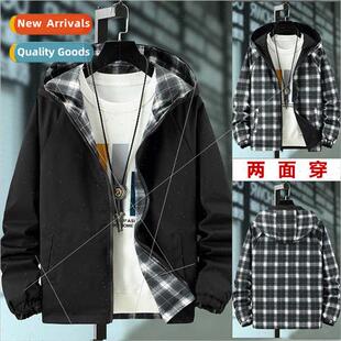 Jacket men spring autumn 2021 new two-sided wear Korean nd f