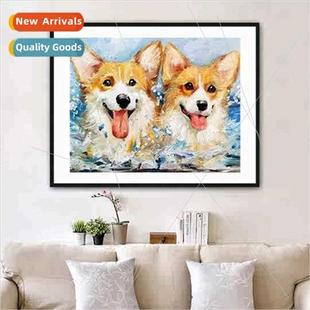 DIY two diamond painting hand round new full Diamond puppies