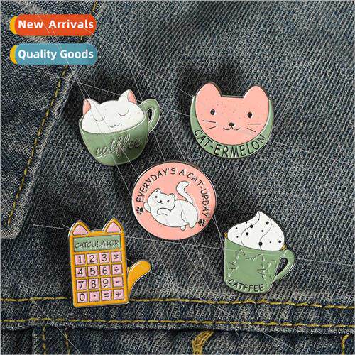 New cartoon animal series brooch cute calculator coffee cat