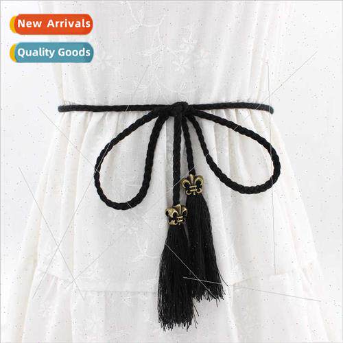 Ladies Ethnic Knotted Decorative Braided Belt Fine Dress Lon