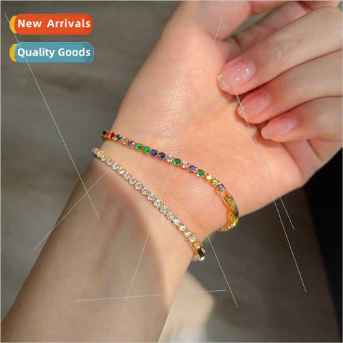 ins minimalist colorful zirconia bracelet necklace female su